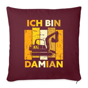 Damian Geschenk Name Namensschild Geburtstag - Sofakissenbezug 45 x 45 cm - Burgunderrot - Vorne