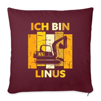Linus Geschenk Name Namensschild Geburtstag - Sofakissenbezug 45 x 45 cm - Burgunderrot - Vorne