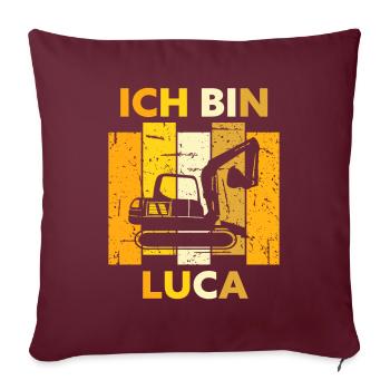 Luca Geschenk Name Namensschild Geburtstag - Sofakissenbezug 45 x 45 cm - Burgunderrot - Vorne