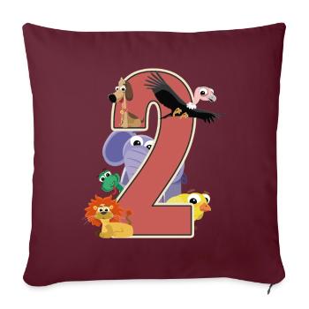2e anniversaire 2 ans Deux jeunes filles cadeau - Housse de coussin décorative 45 x 45 cm - bordeaux - Devant