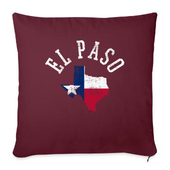 Drapeau d’El Paso des États-Unis Design patriotique - Housse de coussin décorative 45 x 45 cm - bordeaux - Devant