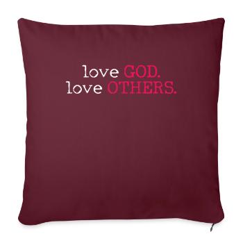 Aimez Dieu, aimez les autres, - Housse de coussin décorative 45 x 45 cm - bordeaux - Devant
