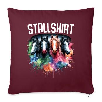 Pferde Stall Geschenk Gbeurtstag Reiten - Sofakissenbezug 45 x 45 cm - Burgunderrot - Vorne