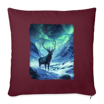 Aurores boréales Cerf Animal Aurore boréale Cerf - Housse de coussin décorative 45 x 45 cm - bordeaux - Devant