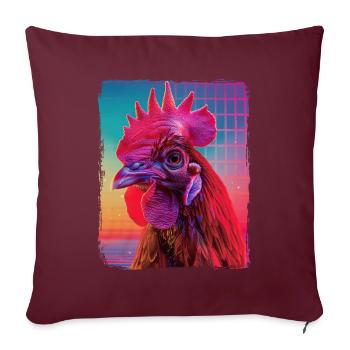 Lustige Retro 80er Jahre Neon Pink Cool Huhn Vogel Sonnenuntergang - Sofakissenbezug 45 x 45 cm - Burgunderrot - Vorne
