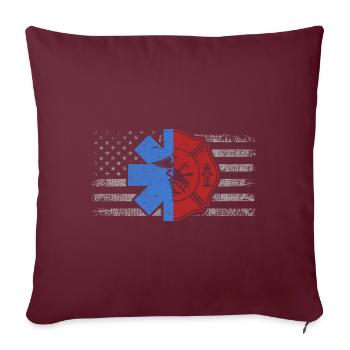Ambulancier pompier USA Vintage Amérique - Housse de coussin décorative 45 x 45 cm - bordeaux - Devant