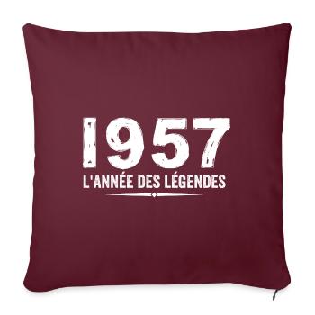 1957 année des legéndes - Cadeau Anniversaire 1957 - Housse de coussin décorative 45 x 45 cm - bordeaux - Devant