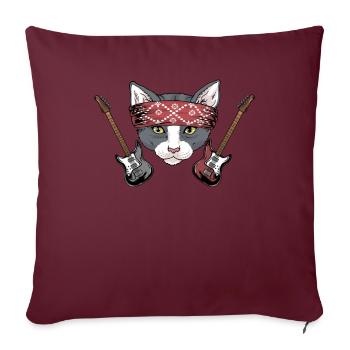 Rock Chat Rock and Roll Music Festival cadeau - Housse de coussin décorative 45 x 45 cm - bordeaux - Devant