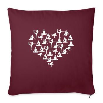 Yoga cadeau de positions de coeur de yoga drôle - Housse de coussin décorative 45 x 45 cm - bordeaux - Devant