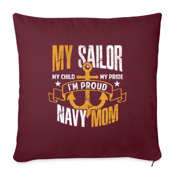 Marine maillot ma marine ma fierté d'enfant de marin - Housse de coussin décorative 45 x 45 cm - bordeaux - Devant