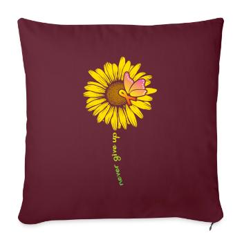Tournesol et papillon sclérose en plaques - Housse de coussin décorative 45 x 45 cm - bordeaux - Devant