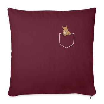 Écureuil dans une poche de poitrine animal dans un sac - Housse de coussin décorative 45 x 45 cm - bordeaux - Devant