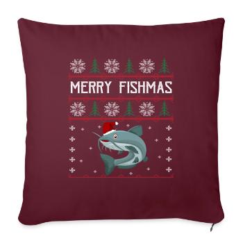 Merry Fishmas Anglershirt Wels Christmas - Sofa pillowcase 17,3'' x 17,3'' (45 x 45 cm) - burgundy - Front