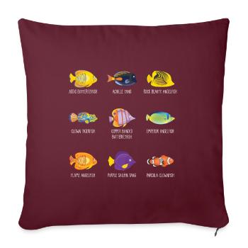 Poissons tropicaux anemonefish angelfish - Housse de coussin décorative 45 x 45 cm - bordeaux - Devant