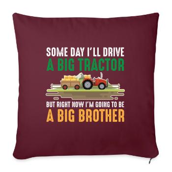 Petit frère frère tracteur grand fils frère - Housse de coussin décorative 45 x 45 cm - bordeaux - Devant