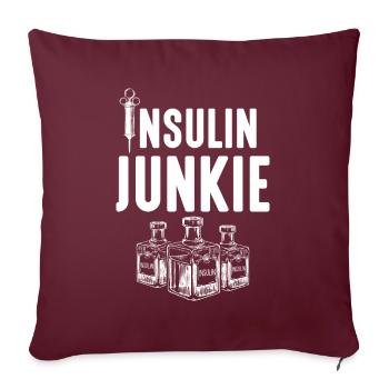 Insulin junkie T1D diabète diabétique de type 1 - Housse de coussin décorative 45 x 45 cm - bordeaux - Devant