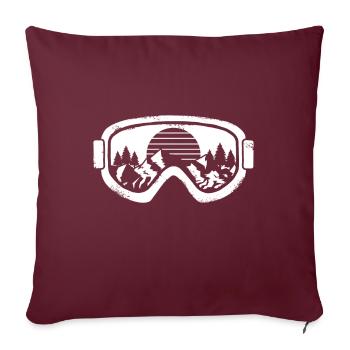Sports d'hiver ski snowboard neige paysage lunettes - Housse de coussin décorative 45 x 45 cm - bordeaux - Devant