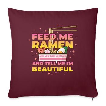 Nourris-moi un cadeau drôle de ramen - Housse de coussin décorative 45 x 45 cm - bordeaux - Devant