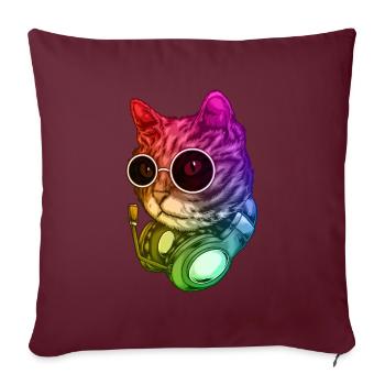 Musique coloré chat casques de raïssons animal - Housse de coussin décorative 45 x 45 cm - bordeaux - Devant