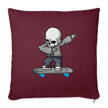 Patineur d'Halloween de skateboard squelette tamponnant - Housse de coussin décorative 45 x 45 cm - bordeaux - Devant