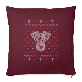 Chandail de Noël laid d'accordeur de moteur automatique - Housse de coussin décorative 45 x 45 cm - bordeaux - Devant