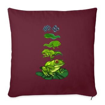 Frosch Kaulquappe Biologie Metamorphose Zyklus - Sofakissenbezug 45 x 45 cm - Burgunderrot - Vorne