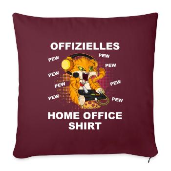 Home Office Shirt Katze Gamer Zocken Geschenk - Sofakissenbezug 45 x 45 cm - Burgunderrot - Vorne