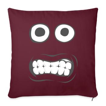 Crazy Cartoon Face Monster Peur Peur Peur Peur - Housse de coussin décorative 45 x 45 cm - bordeaux - Devant