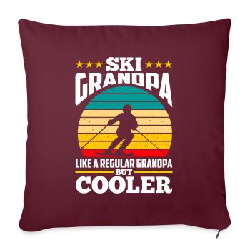 Vintage ski grand-père cool skieur grand-père - Housse de coussin décorative 45 x 45 cm - bordeaux - Devant
