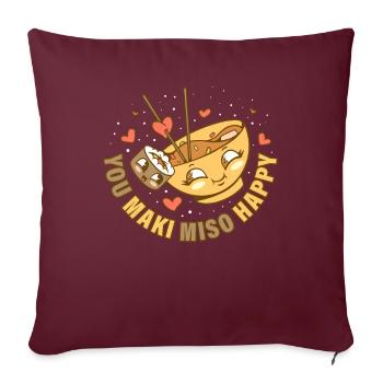 Vous Maki Miso Cadeau Happy Sushi - Housse de coussin décorative 45 x 45 cm - bordeaux - Devant