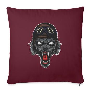 Biker Wolf motard bike gris gris - Housse de coussin décorative 45 x 45 cm - bordeaux - Devant