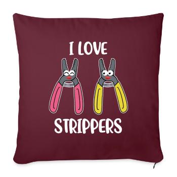 J’aime les strip-teaseuses Electrician Gift - Housse de coussin décorative 45 x 45 cm - bordeaux - Devant