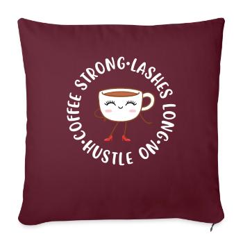 Café Strong Lashes Long Makeup Artist Cadeau - Housse de coussin décorative 45 x 45 cm - bordeaux - Devant
