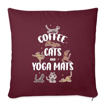 Café Chat Et Tapis de Yoga Yoga Cadeau - Housse de coussin décorative 45 x 45 cm - bordeaux - Devant