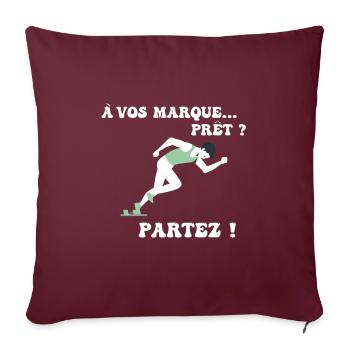 À vos marques.. Prêts? Partez! - Housse de coussin décorative 45 x 45 cm - bordeaux - Devant