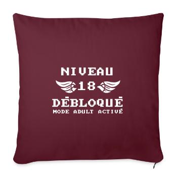 Niveau 18 Débloqué mode adult activé - Housse de coussin décorative 45 x 45 cm - bordeaux - Devant