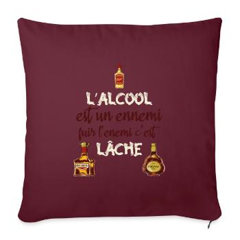 L'alcool est un ennemi - Housse de coussin décorative 45 x 45 cm - bordeaux - Devant