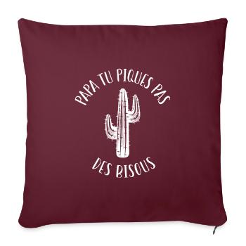 Papa tu piques, pas de bisous ! - Housse de coussin décorative 45 x 45 cm - bordeaux - Devant