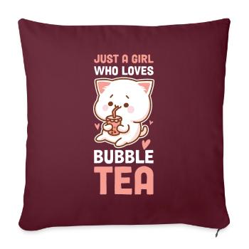 Juste une fille qui aime Bubble Tea Boba Cadeau - Housse de coussin décorative 45 x 45 cm - bordeaux - Devant