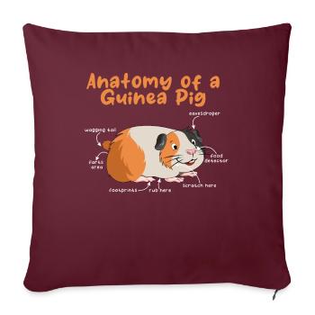 Anatomie animale de chien de compagnie du cochon de poule de Guinée - Housse de coussin décorative 45 x 45 cm - bordeaux - Devant