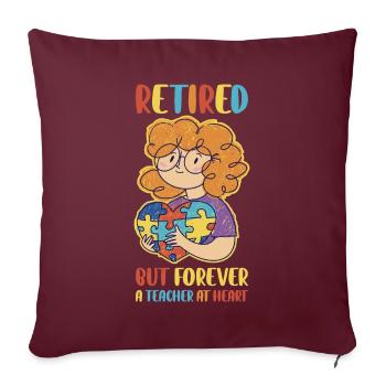 Cadeau d’enseignant à la retraite - Housse de coussin décorative 45 x 45 cm - bordeaux - Devant