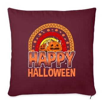 Halloween Rainbow Happy Hallowen avec citrouille - Housse de coussin décorative 45 x 45 cm - bordeaux - Devant