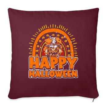 Halloween Rainbow Happy Hallowen avec citrouille - Housse de coussin décorative 45 x 45 cm - bordeaux - Devant