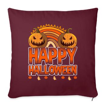 Halloween Rainbow Happy Hallowen avec citrouille - Housse de coussin décorative 45 x 45 cm - bordeaux - Devant