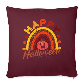 Halloween Rainbow Happy Hallowen avec citrouille - Housse de coussin décorative 45 x 45 cm - bordeaux - Devant