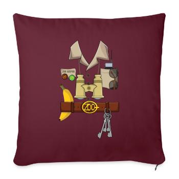 Drôle de costume de gardien de zoo pour Halloween - Housse de coussin décorative 45 x 45 cm - bordeaux - Devant