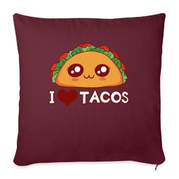 Love Tacos Mignon Kawaii Face Anime Taco - Housse de coussin décorative 45 x 45 cm - bordeaux - Devant