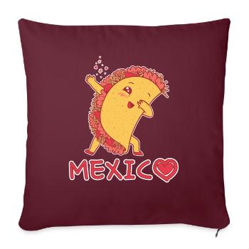 Mignon Kawaii Heart Mexico Dab Dabbing Taco - Housse de coussin décorative 45 x 45 cm - bordeaux - Devant