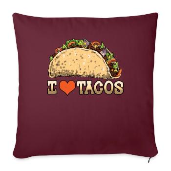 Love Taco Cuisine Vintage Cuisine Mexicaine Mexique Taco - Housse de coussin décorative 45 x 45 cm - bordeaux - Devant