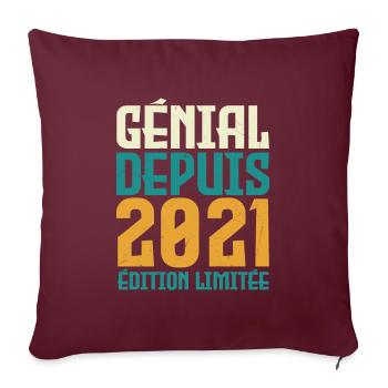 Génial depuis 2021 - Housse de coussin décorative 45 x 45 cm - bordeaux - Devant